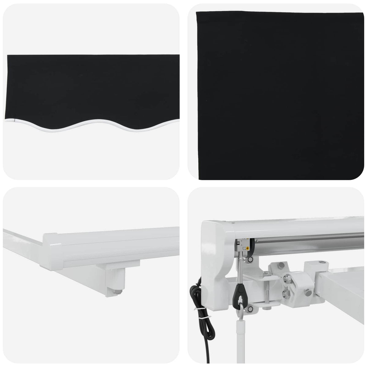 vidaXL Electric Retractable Awning Black and White 3 x 2.5 m