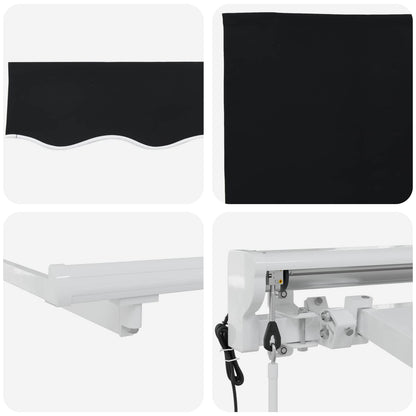 vidaXL Electric Retractable Awning Black and White 3 x 2.5 m