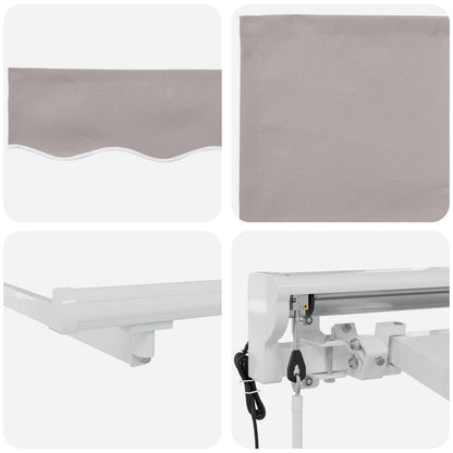 vidaXL Electric Retractable Awning Light Grey and White 3 x 2.5 m