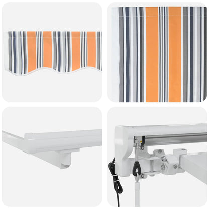 vidaXL Electric Retractable Awning Blue, Orange and White 3.5 x 2.5 m
