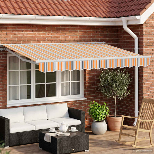 vidaXL Electric Retractable Awning Blue, Orange and White 3.5 x 2.5 m