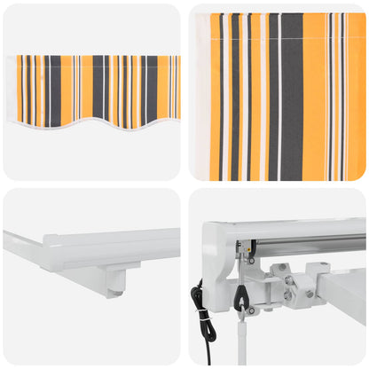 vidaXL Electric Retractable Awning Yellow, Grey and White 4 x 3 m