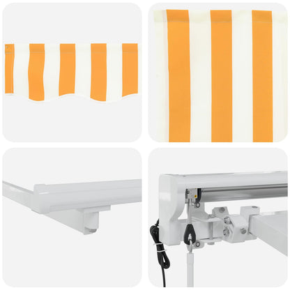 vidaXL Electric Retractable Awning Yellow and White 4.5 x 3 m