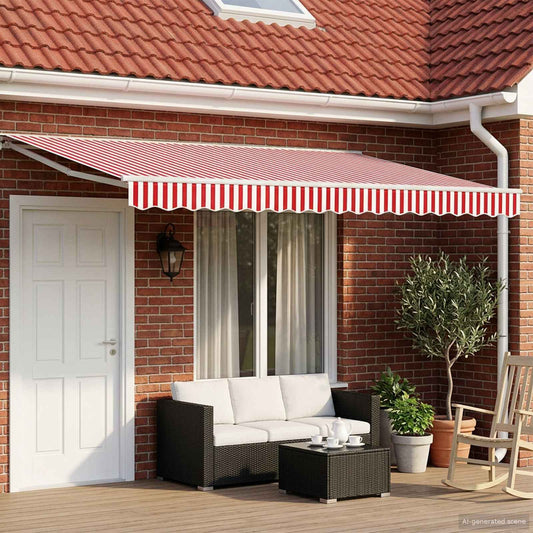 vidaXL Electric Retractable Awning Red and White 4.5 x 3.5 m