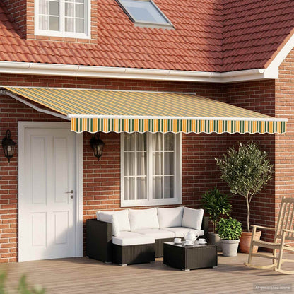 vidaXL Electric Retractable Awning Green, Yellow and White 4.5 x 3.5 m