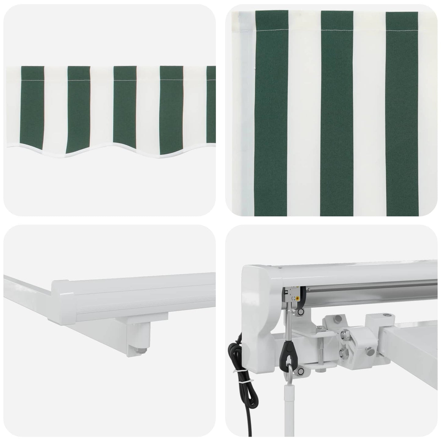 vidaXL Electric Retractable Awning Green and White 4.5 x 3.5 m