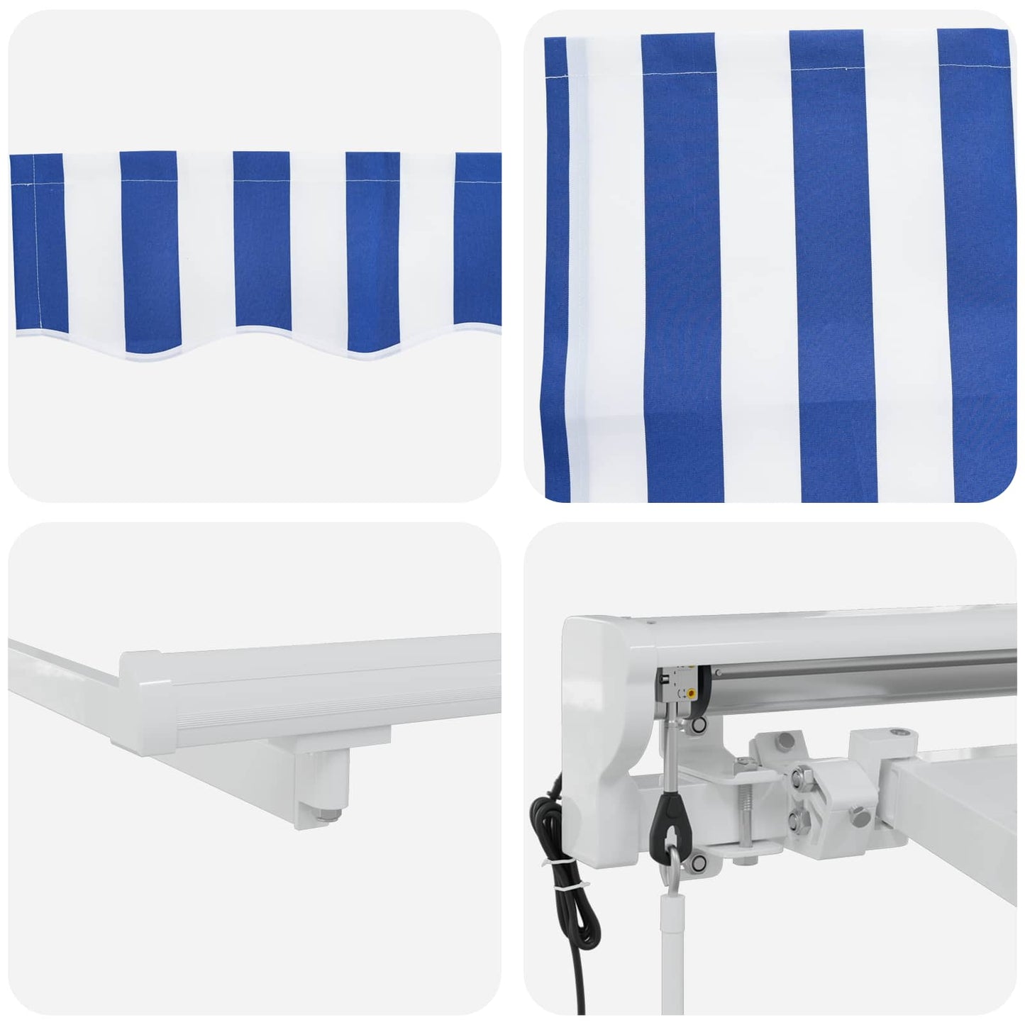 vidaXL Electric Retractable Awning Blue and White 5 x 3 m