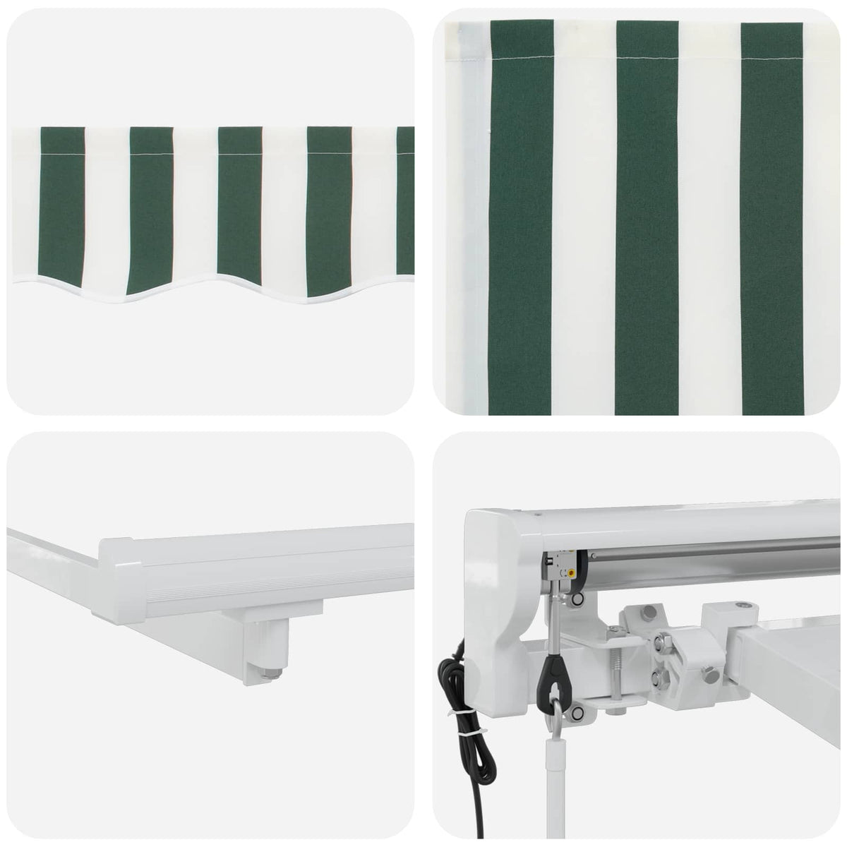 vidaXL Electric Retractable Awning Green and White 5 x 3 m
