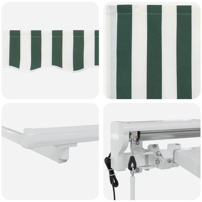 vidaXL Electric Retractable Awning Green and White 5 x 3 m