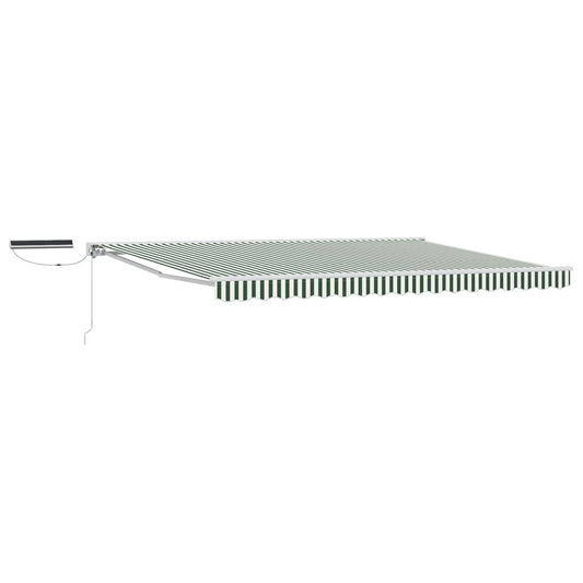 vidaXL Electric Retractable Awning Green and White 5 x 3 m
