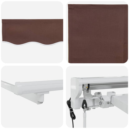 vidaXL Electric Retractable Awning Brown and White 5 x 3.5 m