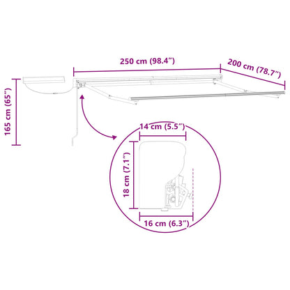 vidaXL Electric Retractable Awning 2.5 x 2 m Polyester with PU coating