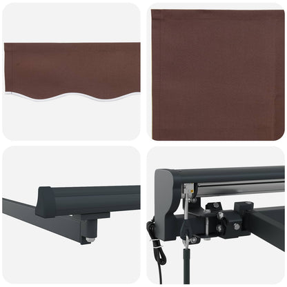 vidaXL Electric Retractable Awning Brown and Anthracite 3 x 2 m