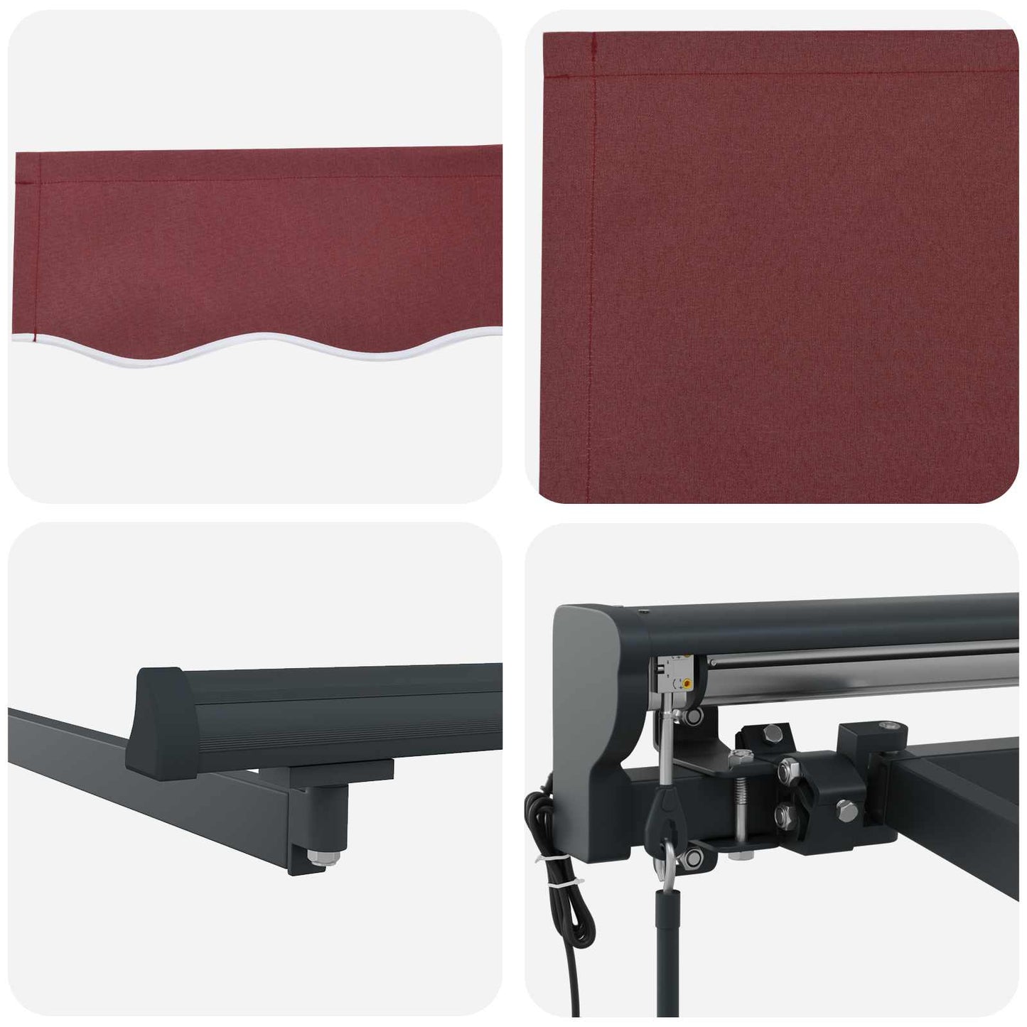 vidaXL Electric Retractable Awning Burgundy and Anthracite 3.5 x 2 m