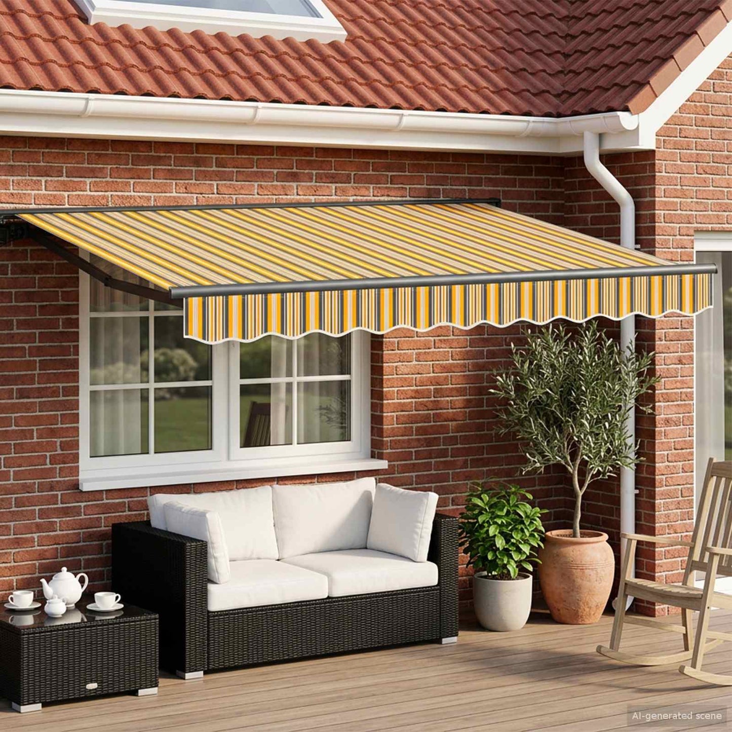 vidaXL Electric Retractable Awning 3.5 x 2 m Polyester with PU coating