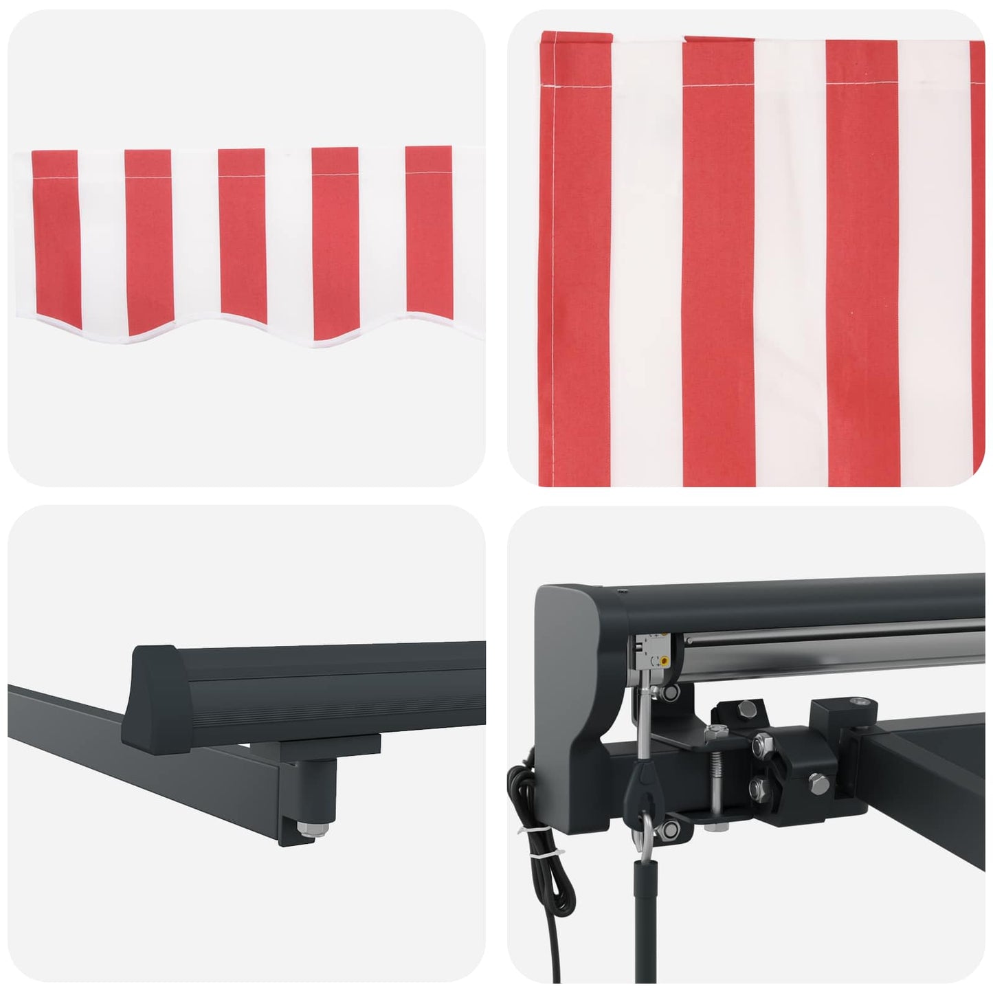 vidaXL Electric Retractable Awning Red, White and Anthracite 3 x 2.5 m