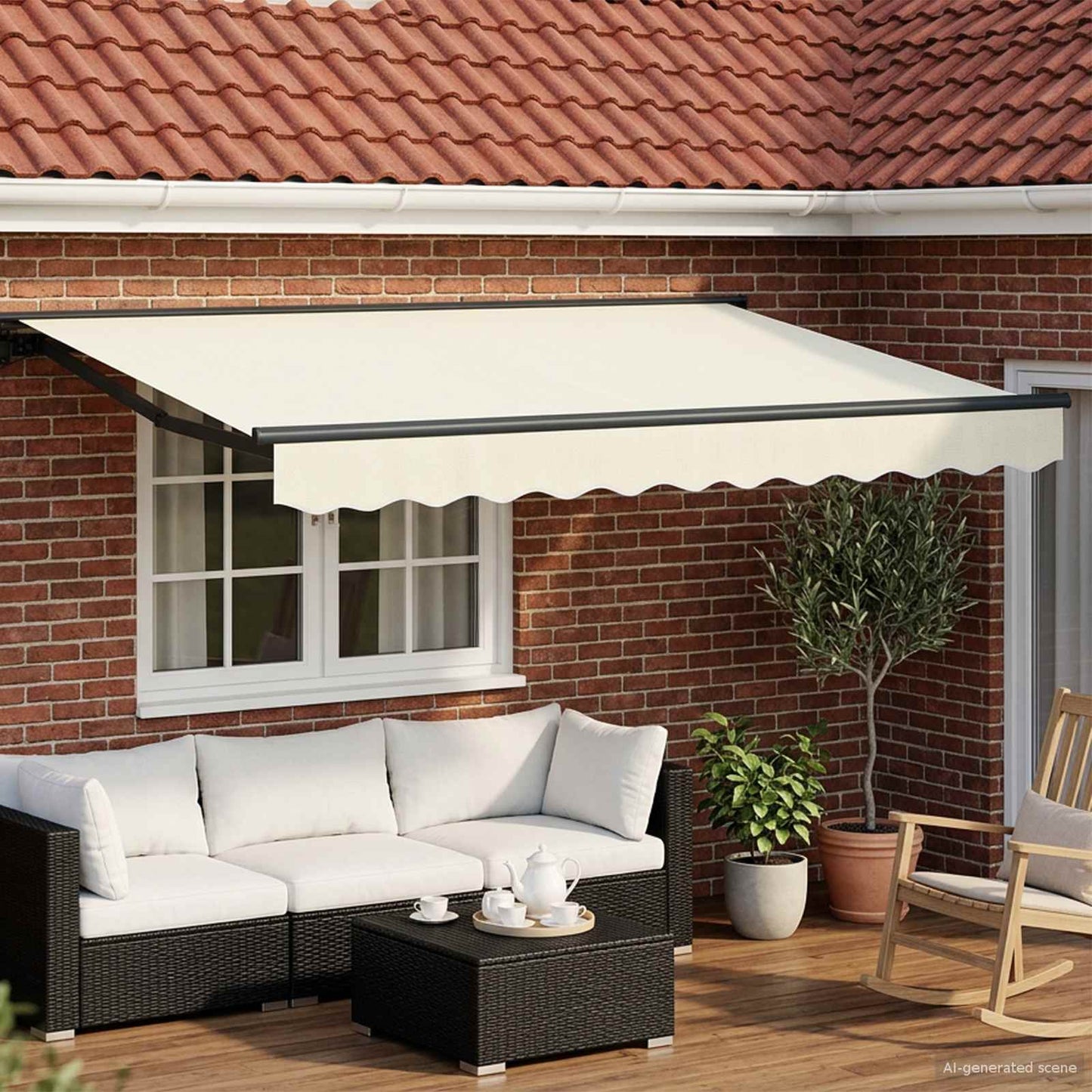 vidaXL Electric Retractable Awning Cream and Anthracite 3.5 x 2.5 m