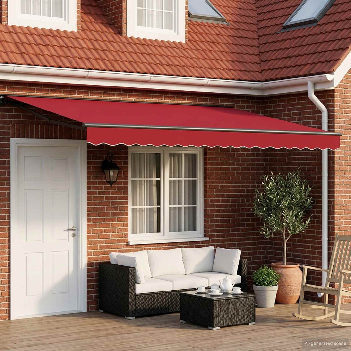 vidaXL Electric Retractable Awning Red and Anthracite 4 x 3 m