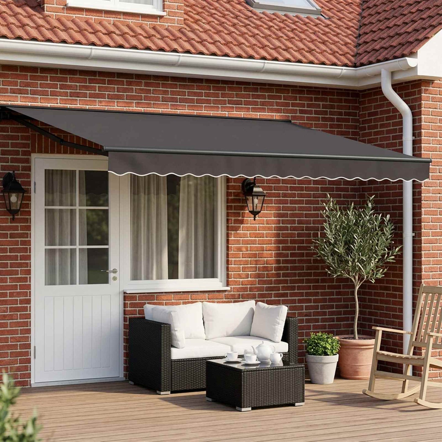 vidaXL Electric Retractable Awning Anthracite 4 x 3.5 m