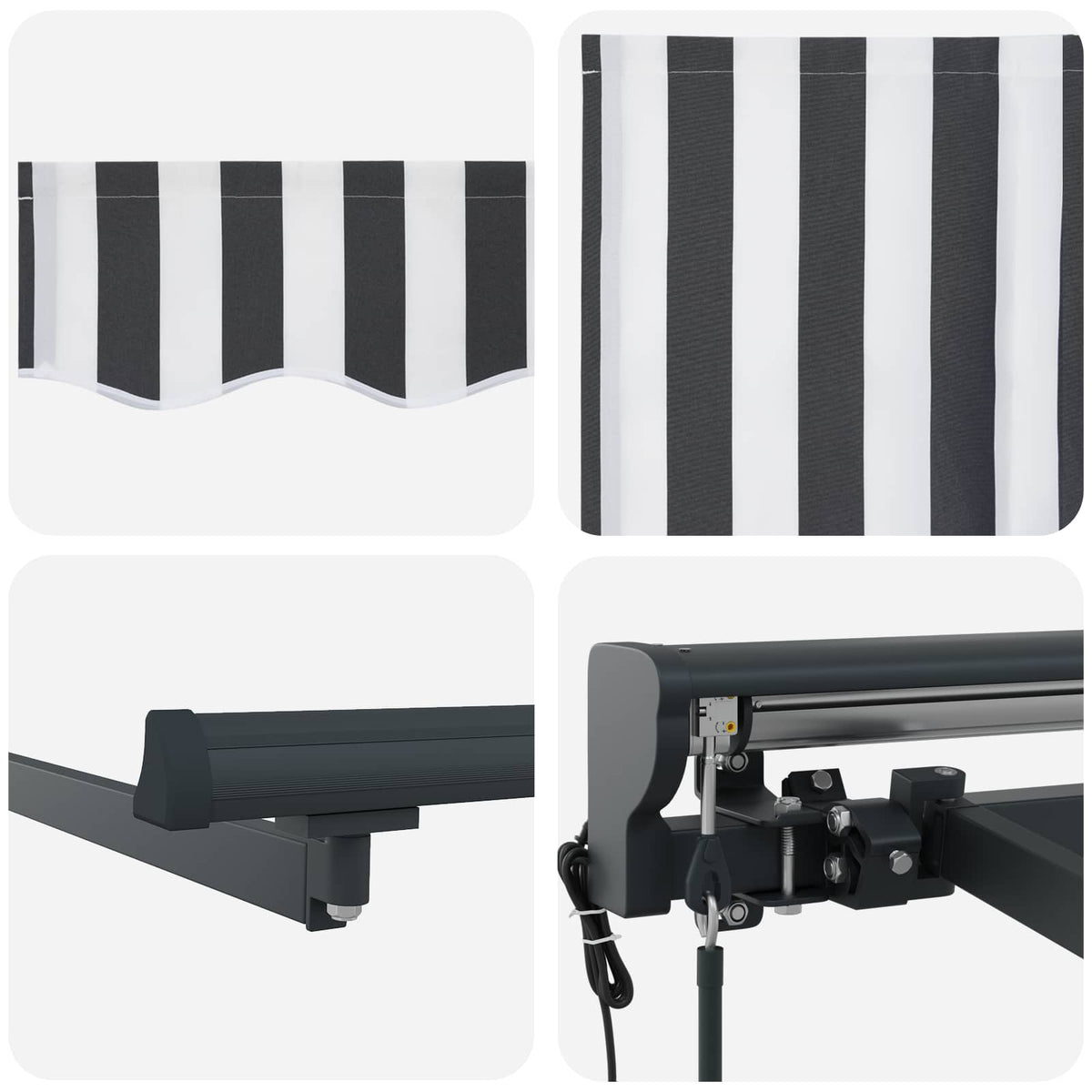vidaXL Electric Retractable Awning Anthracite and White 4.5 x 3 m