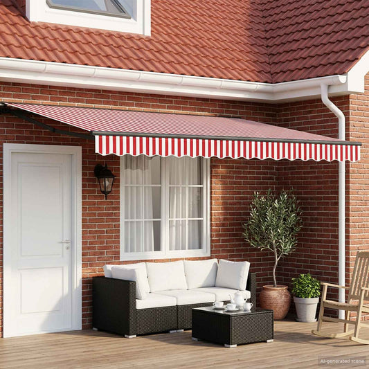 vidaXL Electric Retractable Awning Red, White and Anthracite 4.5 x 3 m