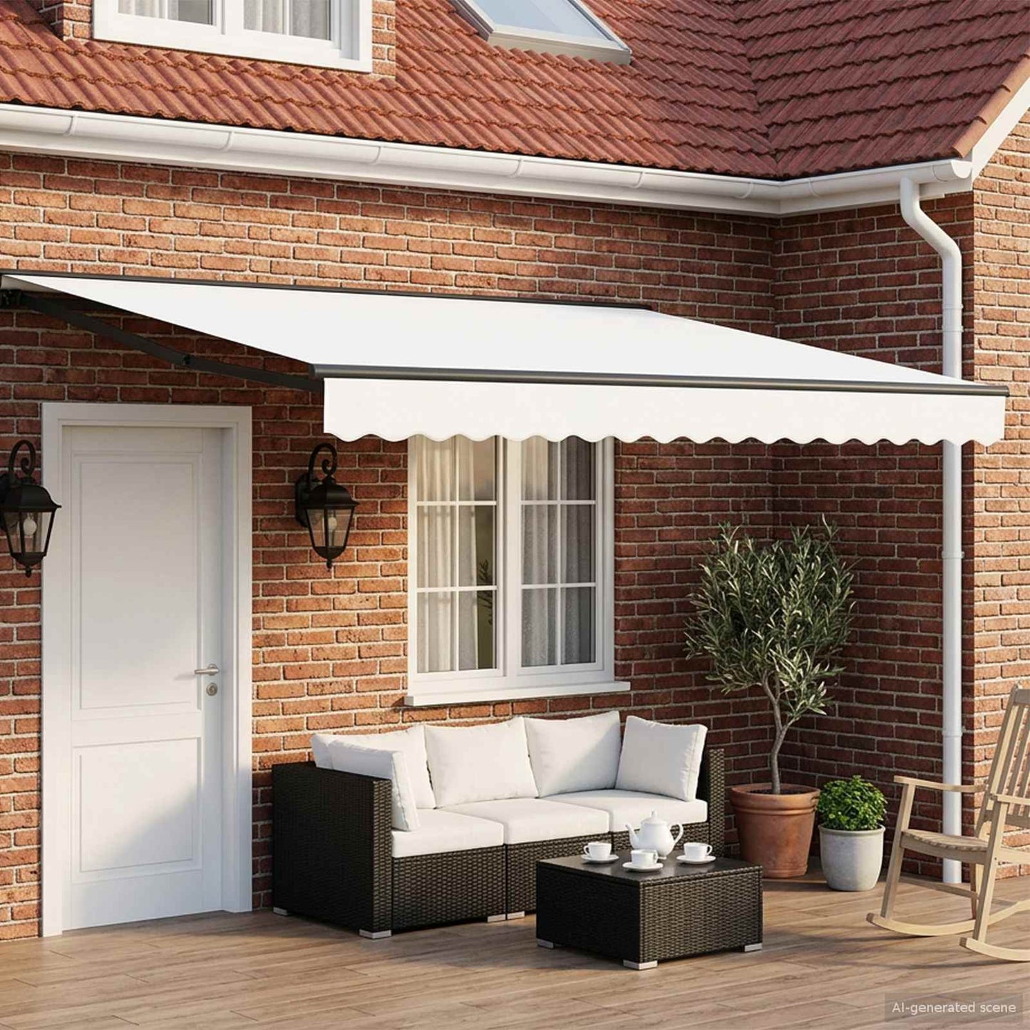 vidaXL Electric Retractable Awning White and Anthracite 4.5 x 3 m