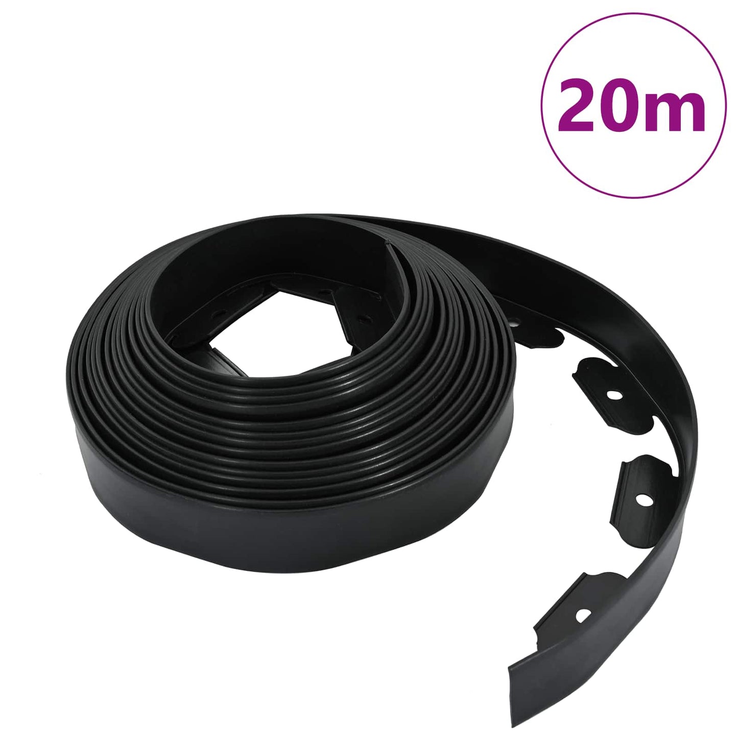 vidaXL Lawn Edgings Black 2000 x 4 x 5 cm Plastic