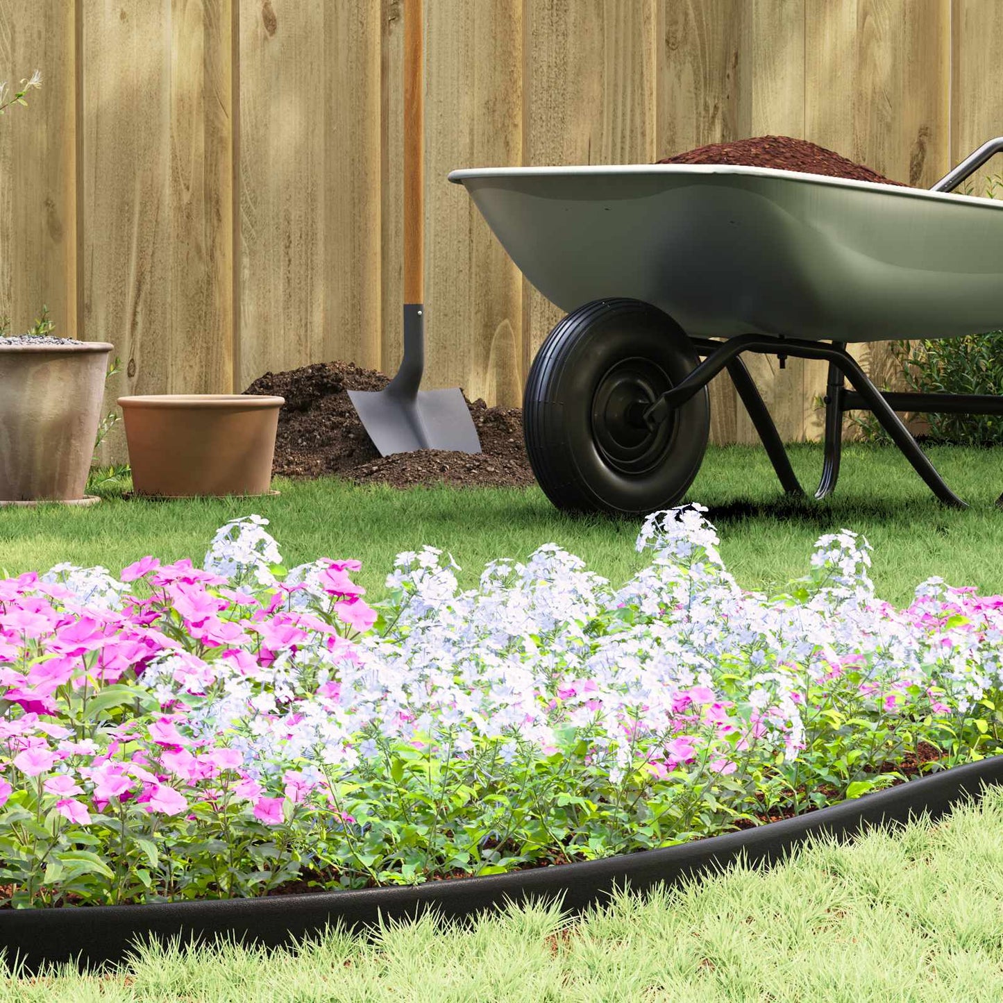 vidaXL Lawn Edgings Black 5000 x 4 x 5 cm Plastic