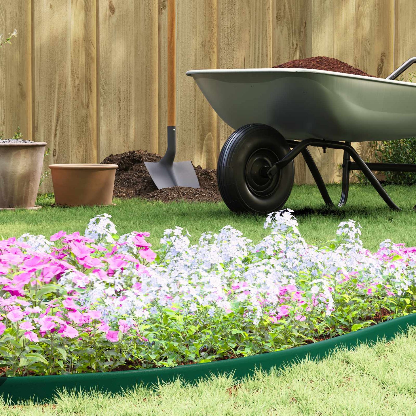 vidaXL Lawn Edgings Green 4000 x 4 x 5 cm Plastic