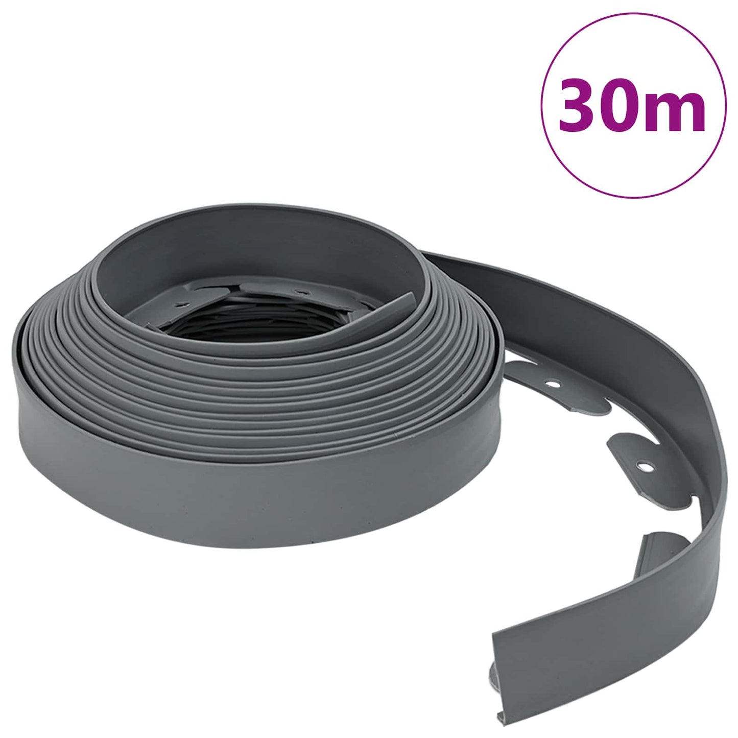 vidaXL Lawn Edgings Grey 3000 x 4 x 5 cm Plastic