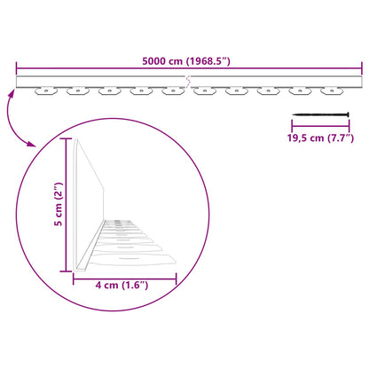 vidaXL Lawn Edgings Grey 5000 x 4 x 5 cm Plastic