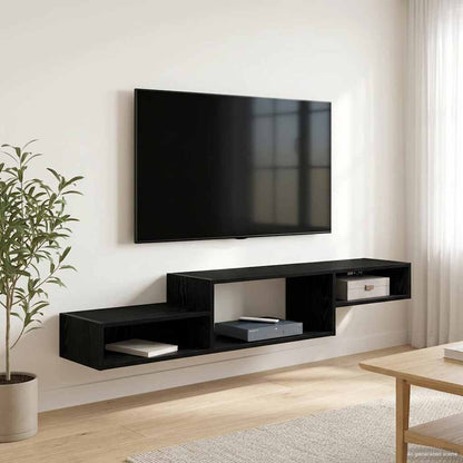 vidaXL Wall-mounted TV Cabinet Wall-Mounted Black Oak 150 x 28 x 26 cm