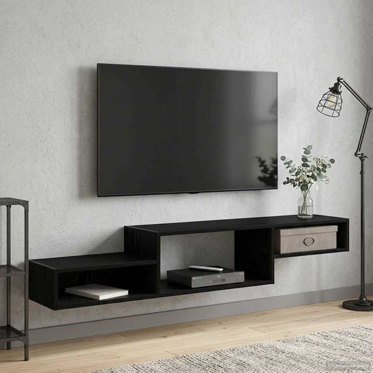 vidaXL Wall-mounted TV Cabinet Wall-Mounted Black Oak 150 x 28 x 26 cm