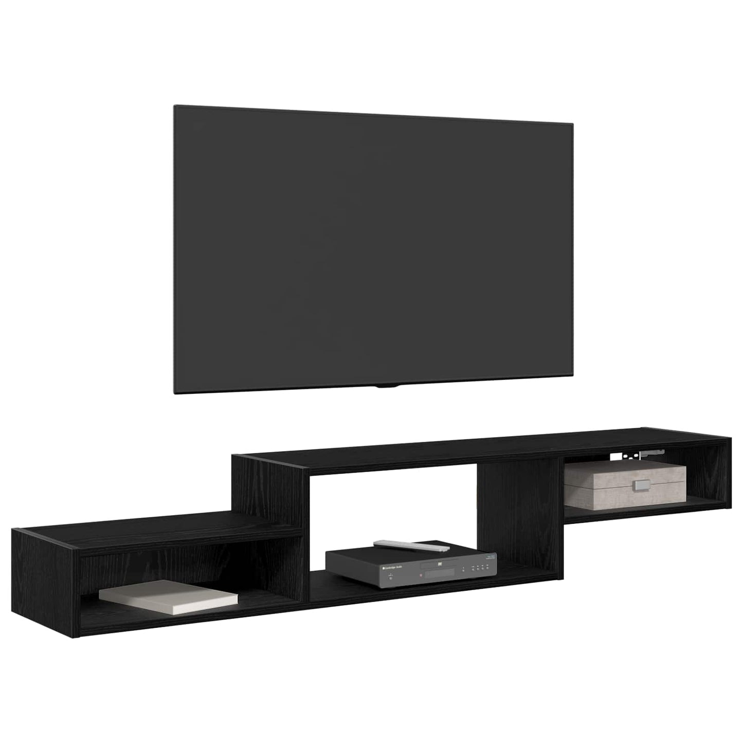 vidaXL Wall-mounted TV Cabinet Wall-Mounted Black Oak 150 x 28 x 26 cm