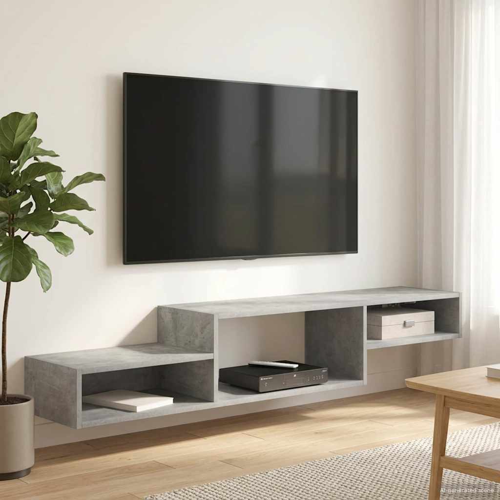 vidaXL Wall-mounted TV Cabinet Wall-Mounted Concrete Grey