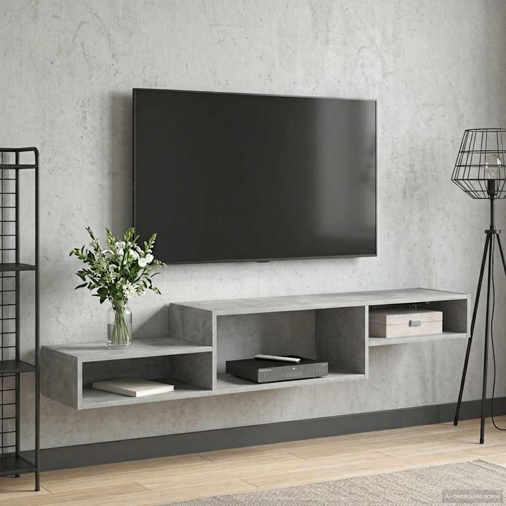 vidaXL Wall-mounted TV Cabinet Wall-Mounted Concrete Grey