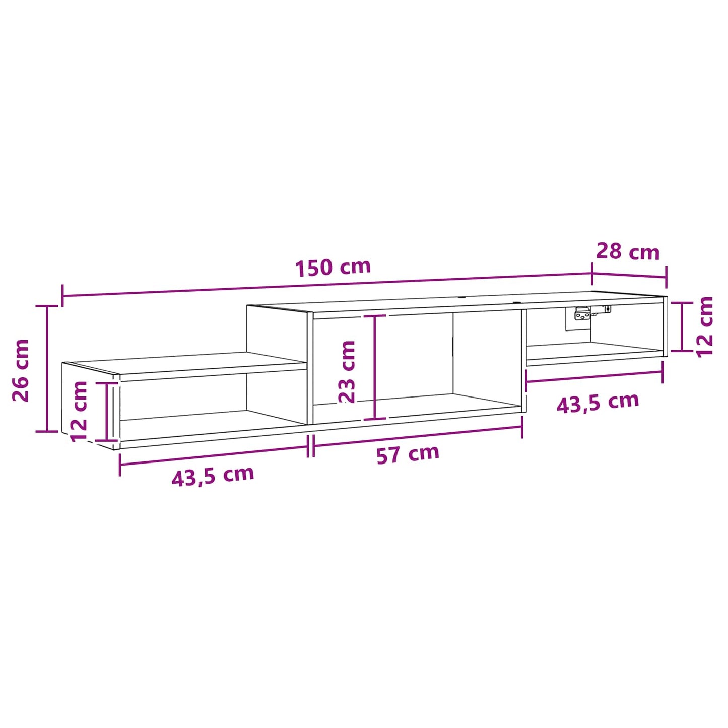 vidaXL Wall-mounted TV Cabinet Wall-Mounted Concrete Grey
