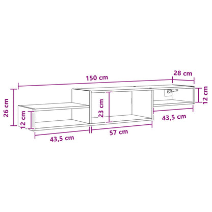vidaXL Wall-mounted TV Cabinet Wall-Mounted Concrete Grey