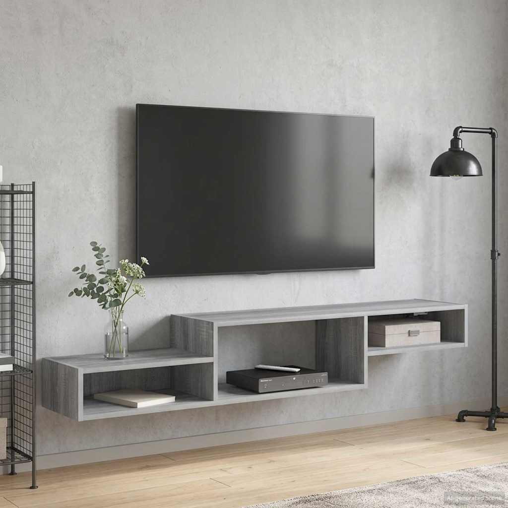 vidaXL Wall-mounted TV Cabinet Wall-Mounted Grey Sonoma