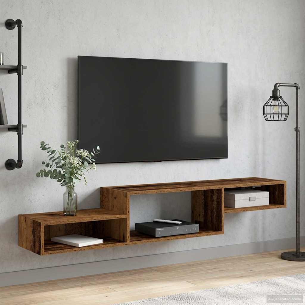 vidaXL Wall-mounted TV Cabinet Wall-Mounted Old Wood 150 x 28 x 26 cm