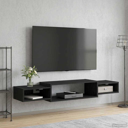 vidaXL Wall-mounted TV Cabinet Wall-Mounted Black Oak 140 x 28 x 21 cm