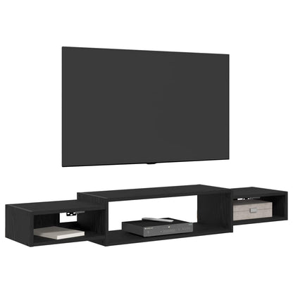 vidaXL Wall-mounted TV Cabinet Wall-Mounted Black Oak 140 x 28 x 21 cm