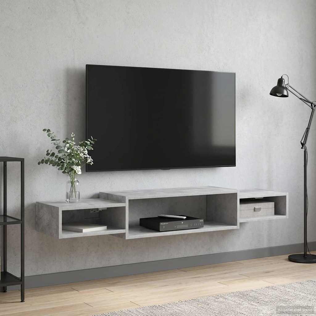 vidaXL Wall-mounted TV Cabinet Wall-Mounted Concrete Grey