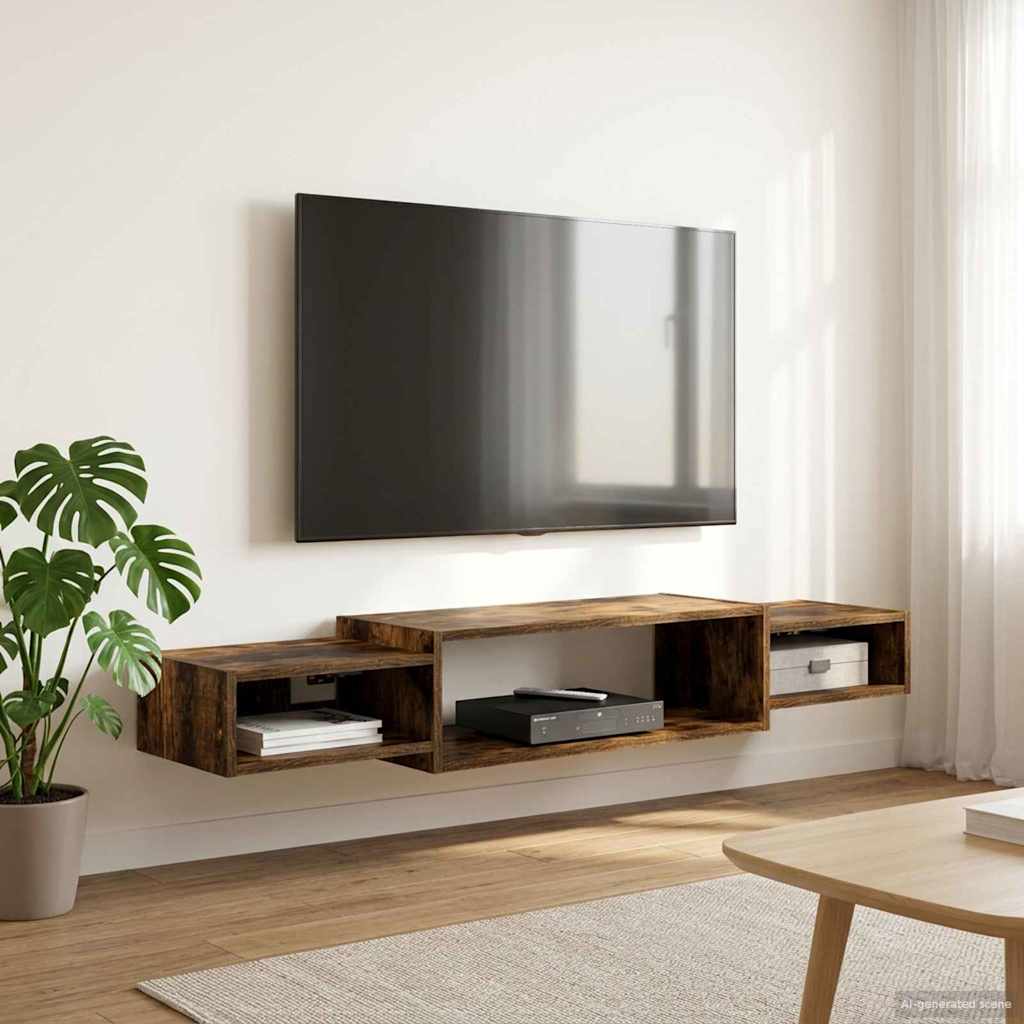 vidaXL Wall-mounted TV Cabinet Wall-Mounted Smoked Oak