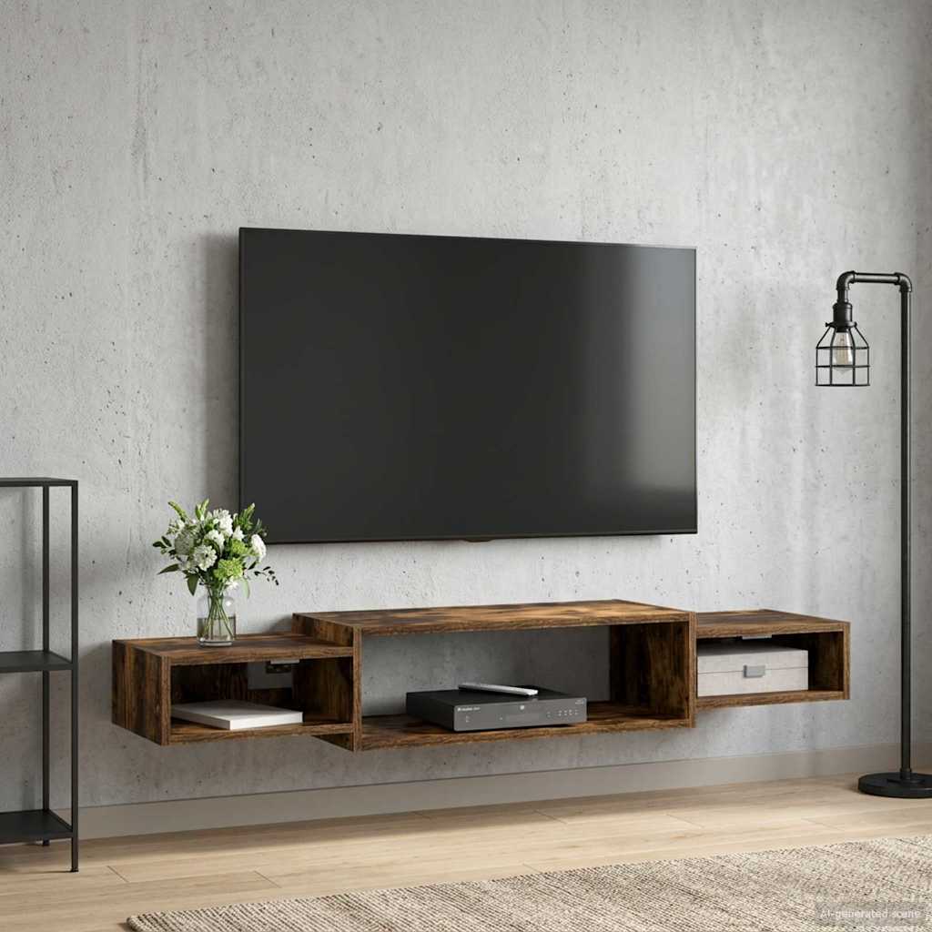 vidaXL Wall-mounted TV Cabinet Wall-Mounted Smoked Oak