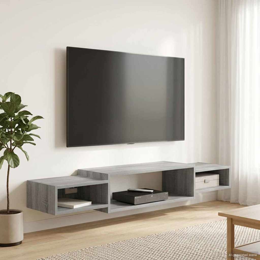 vidaXL Wall-mounted TV Cabinet Wall-Mounted Grey Sonoma