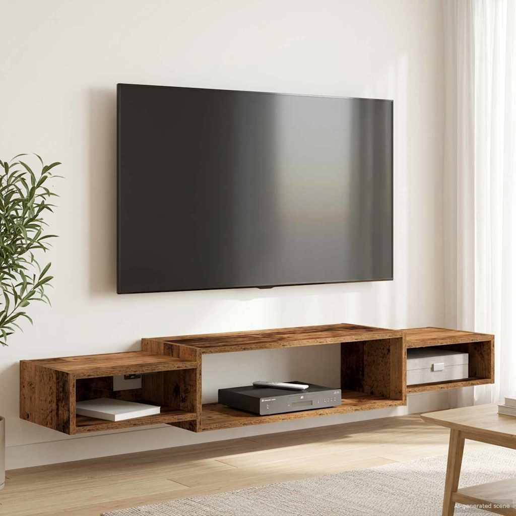 vidaXL Wall-mounted TV Cabinet Wall-Mounted Old Wood 140 x 28 x 21 cm
