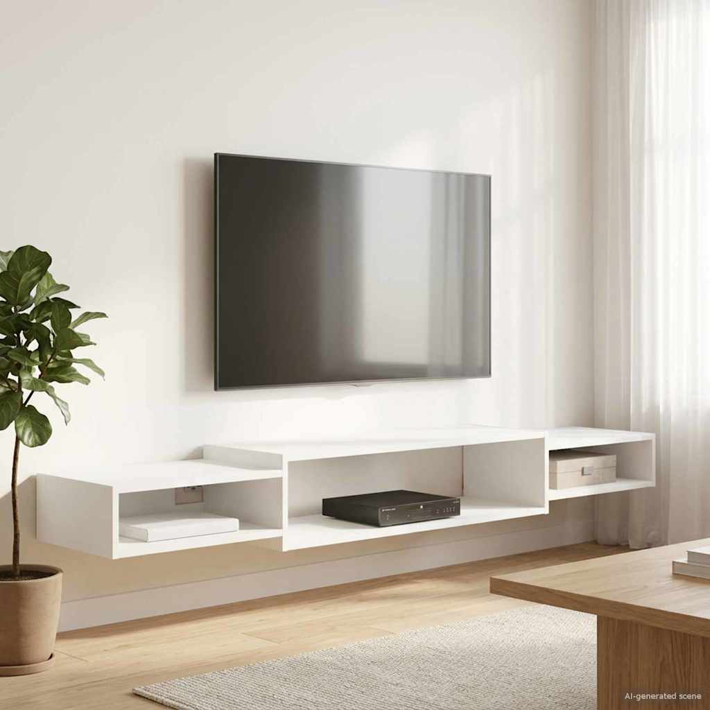 vidaXL Wall-mounted TV Cabinet Wall-Mounted White 180 x 28 x 21 cm