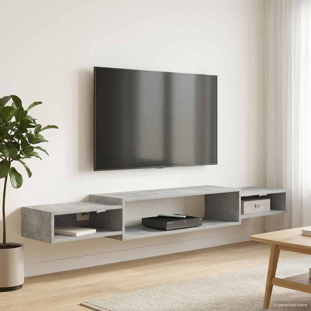 vidaXL Wall-mounted TV Cabinet Wall-Mounted Concrete Grey