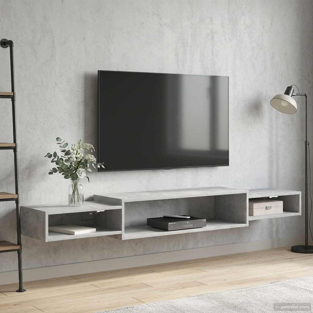 vidaXL Wall-mounted TV Cabinet Wall-Mounted Concrete Grey